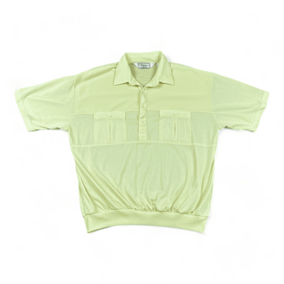 Classics By Palmland Polo Shirt Adult LARGE Yellow Banded Golf Grandpa Retro 80s - Picture 1 of 4